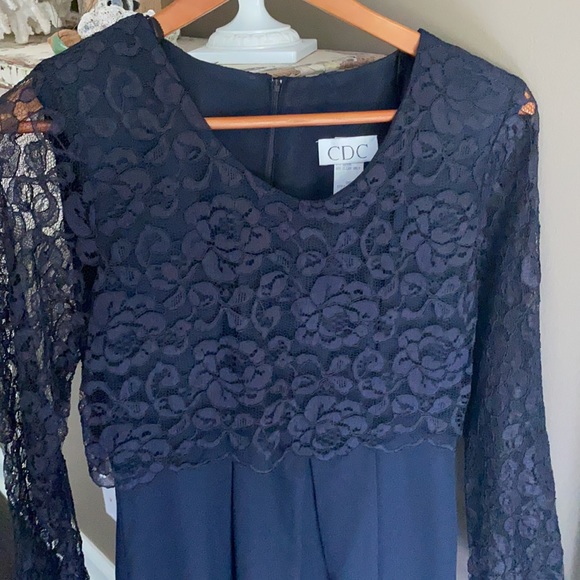 Ladies black one piece pant suit. Wide leg. - Picture 2 of 2